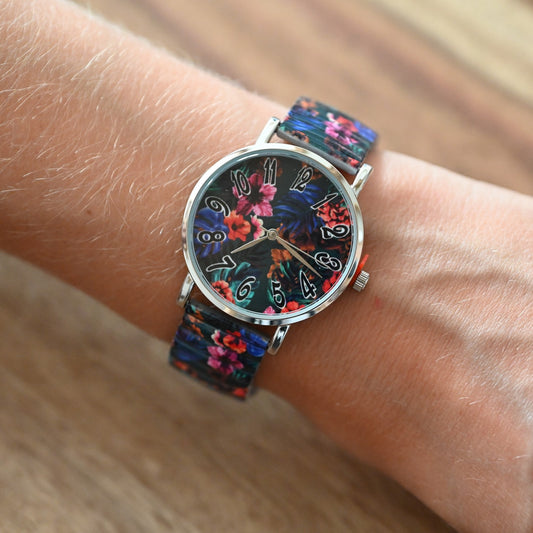 Montre Ernest imprimé fleurs tropicales