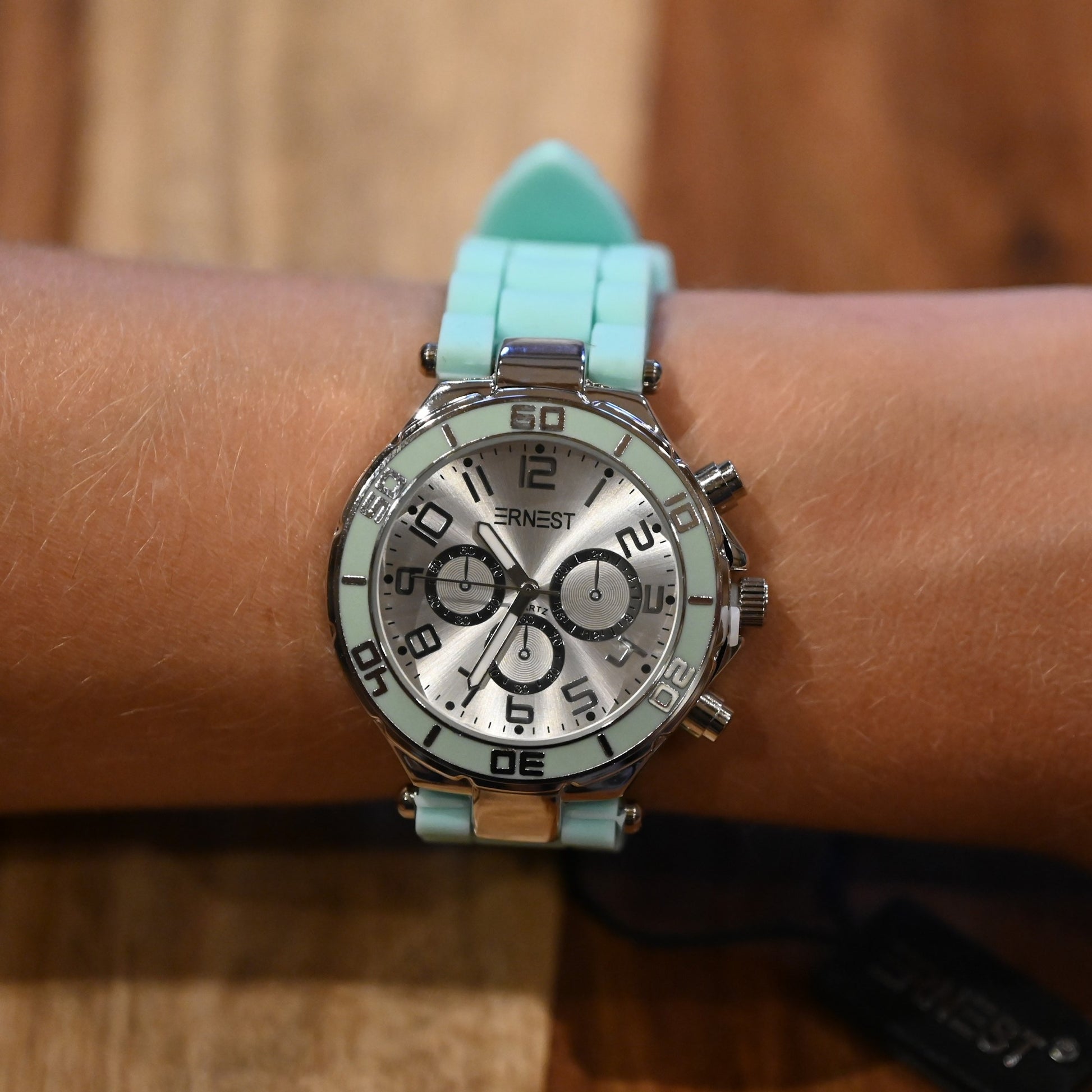 Montre Ernest silicone vert d'eau cadran chrono