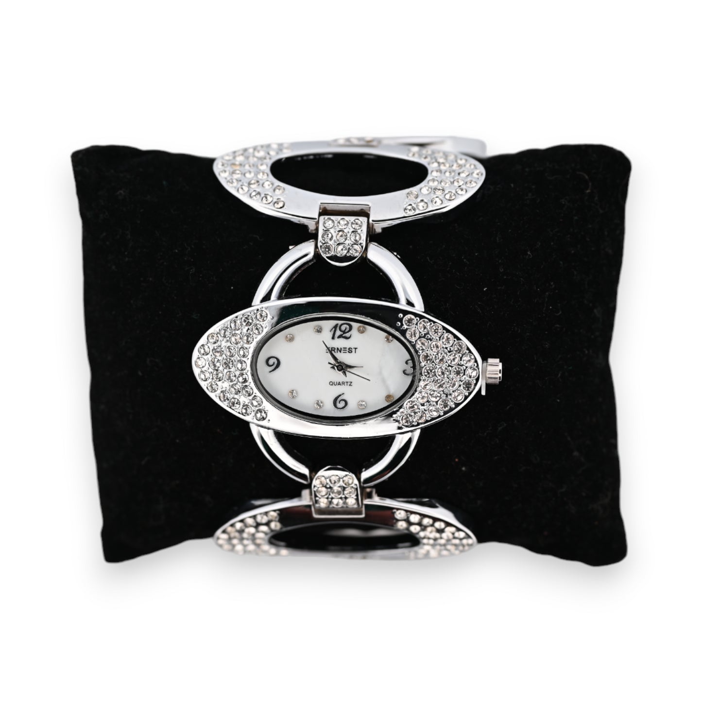 Montre fantaisie argentée forme design strass