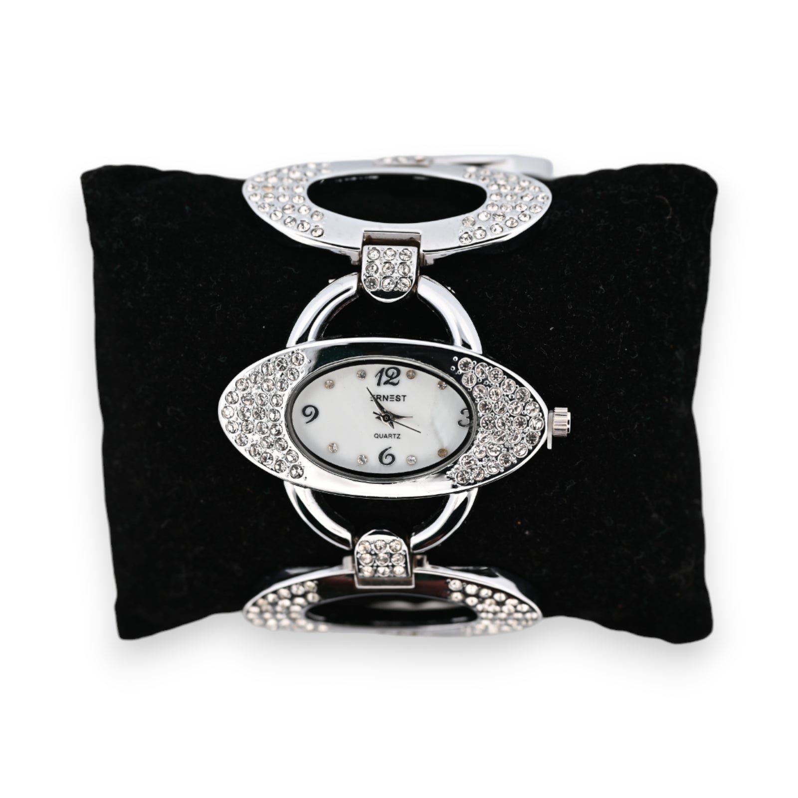 Montre fantaisie argentée forme design strass