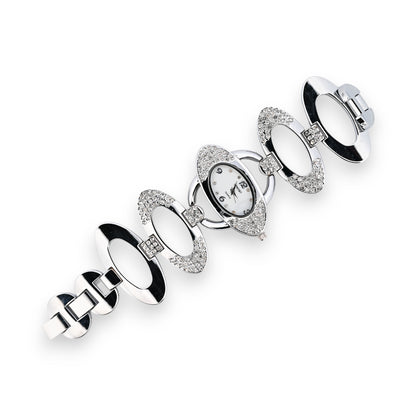 Montre fantaisie argentée forme design strass