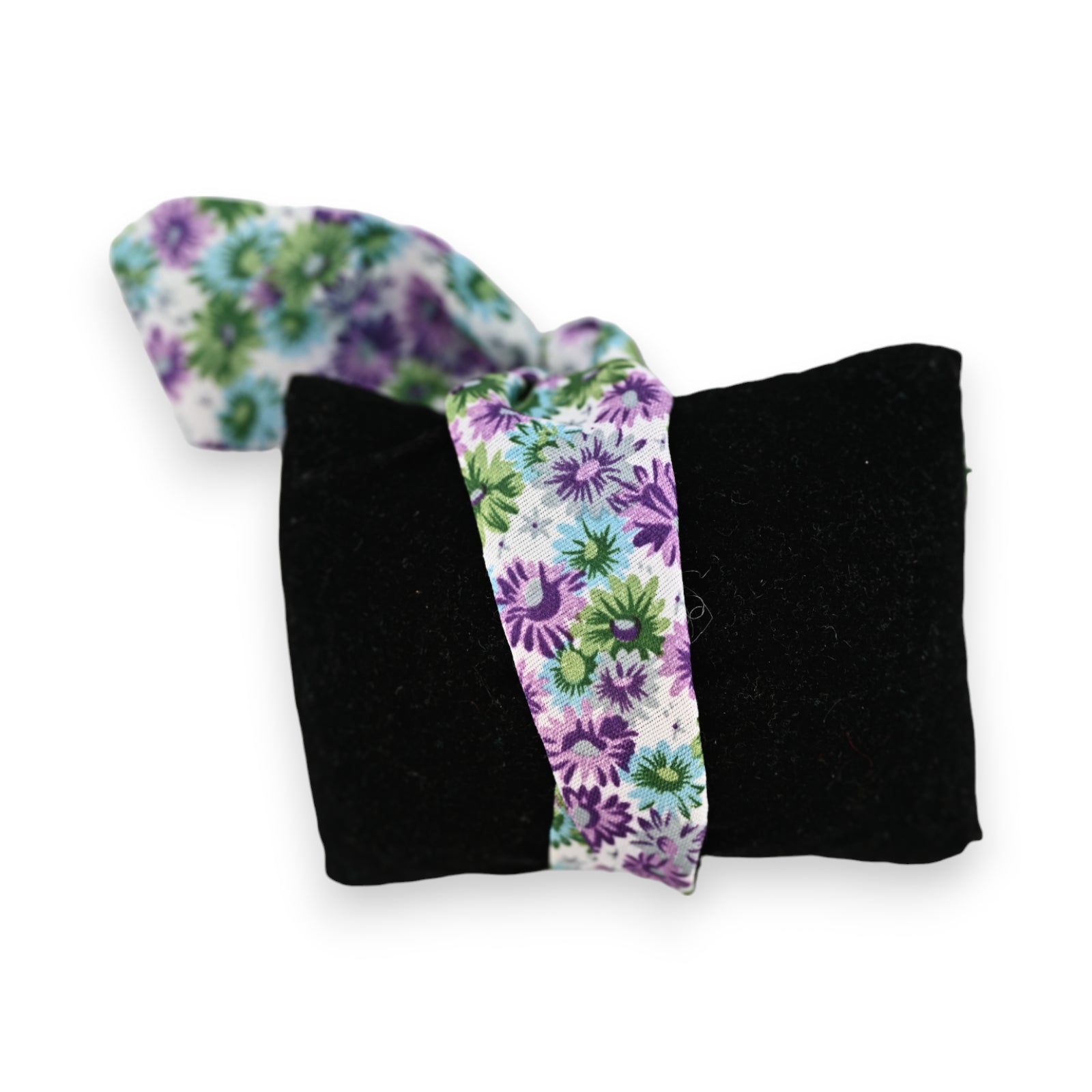 Montre fantaisie bracelet tissu floral parme et vert