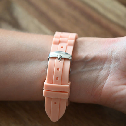 Montre femme silicone et strass ERNEST saumon