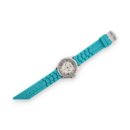 Montre silicone Ernest bleu turquoise cadran chrono
