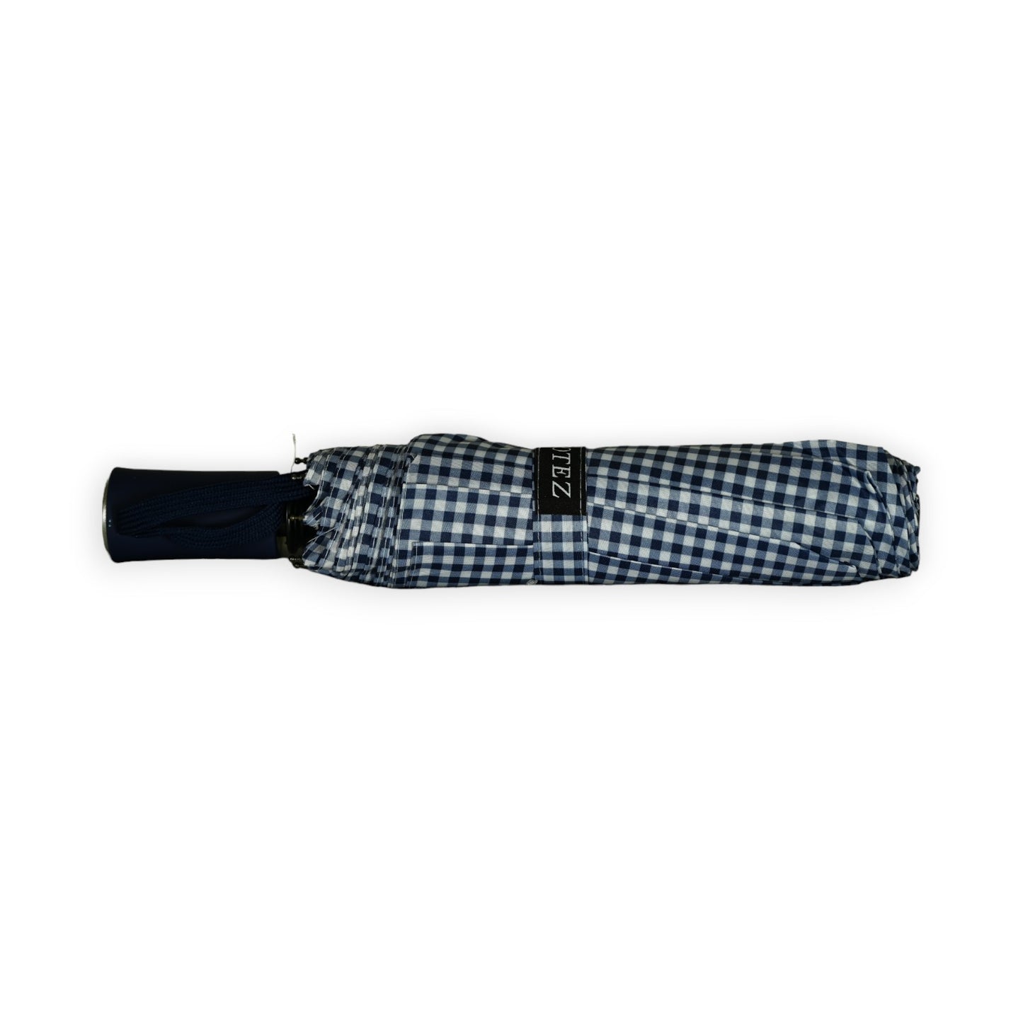 Parapluie pliant automatique vichy bleu marine