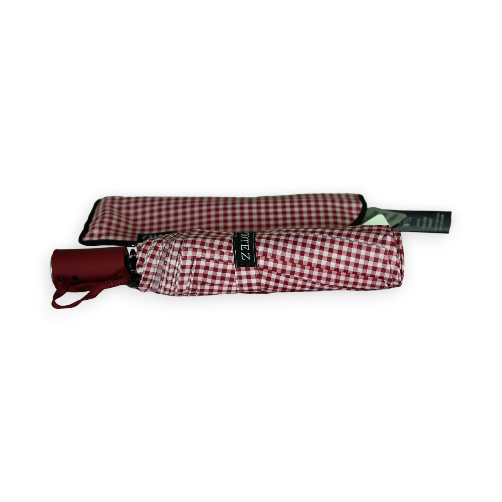 Parapluie pliant automatique vichy bordeau