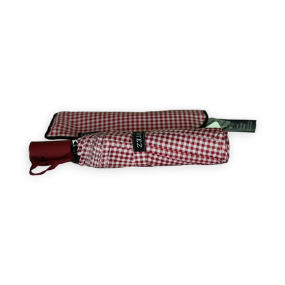 Parapluie pliant automatique vichy bordeau