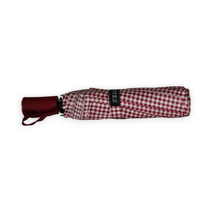 Parapluie pliant automatique vichy bordeau