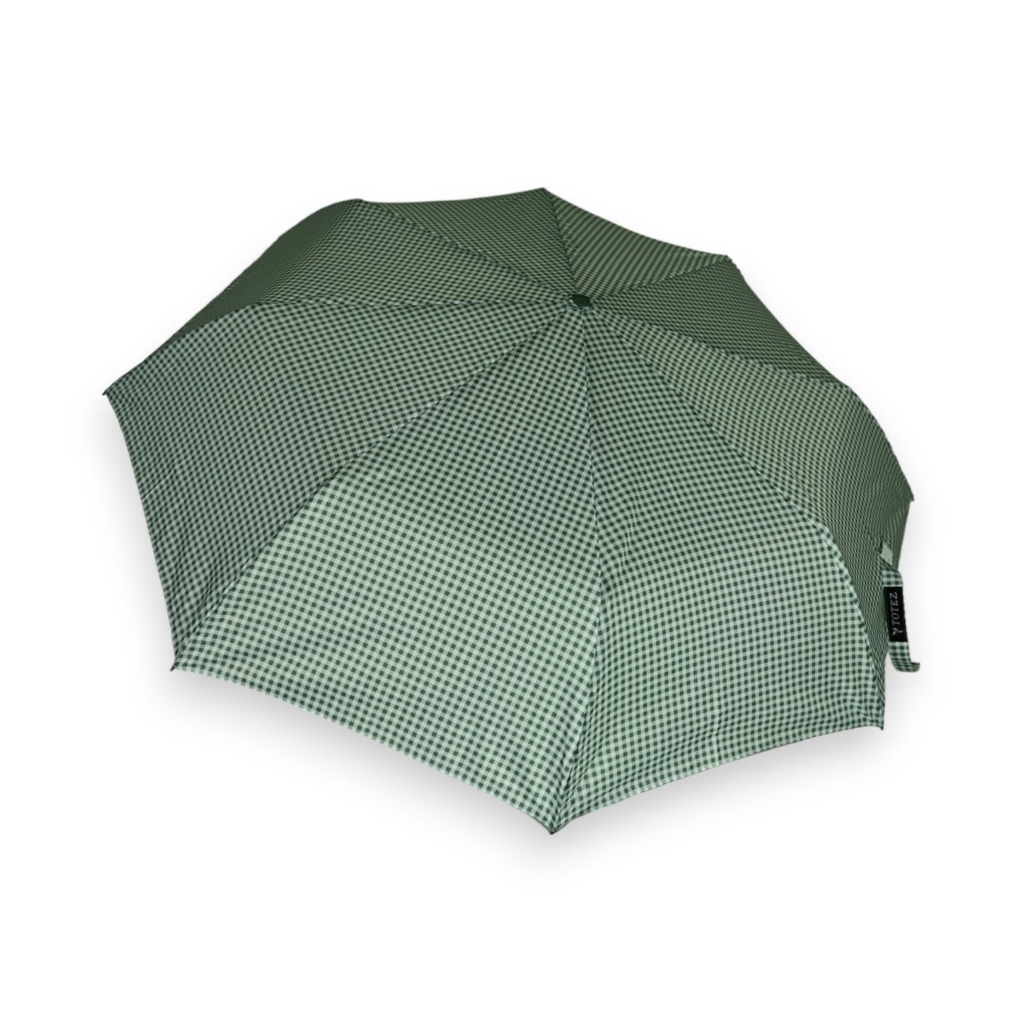 Parapluie pliant automatique vichy vert canard