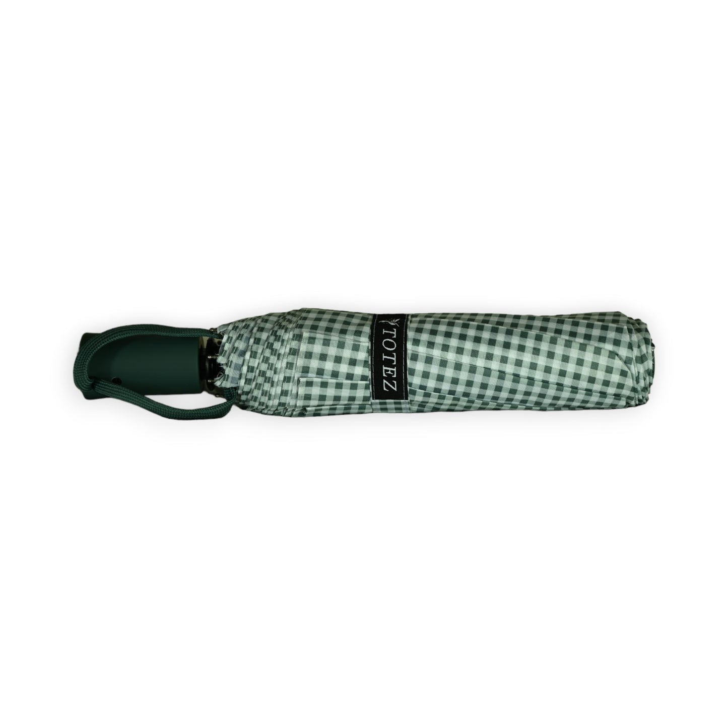 Parapluie pliant automatique vichy vert canard
