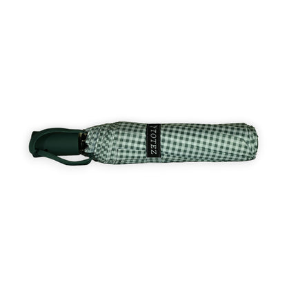 Parapluie pliant automatique vichy vert canard