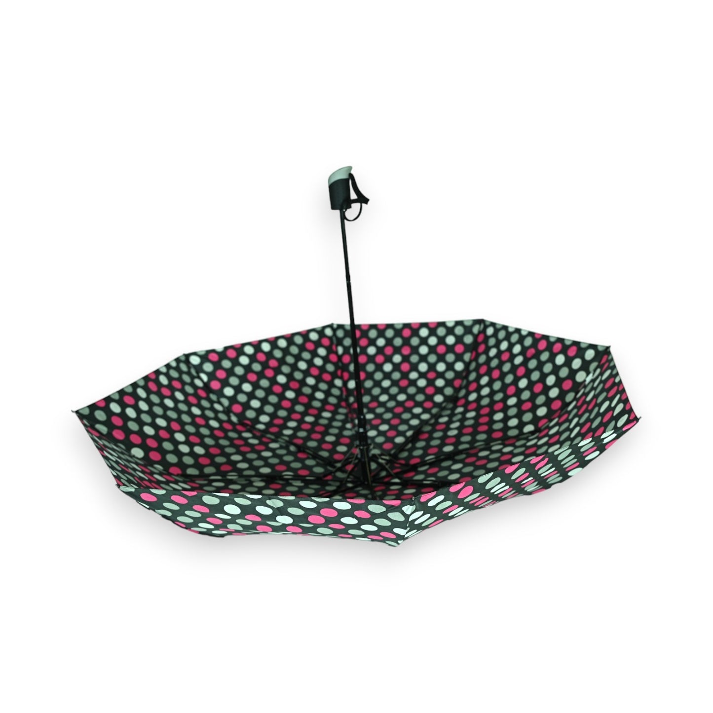 Parapluie pliant semi automatique pois fuchsia et gris