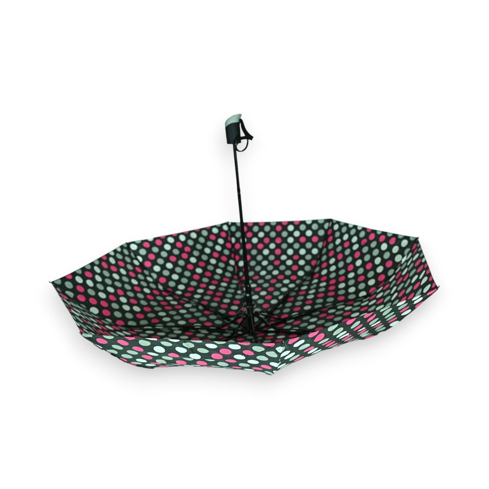 Parapluie pliant semi automatique pois fuchsia et gris