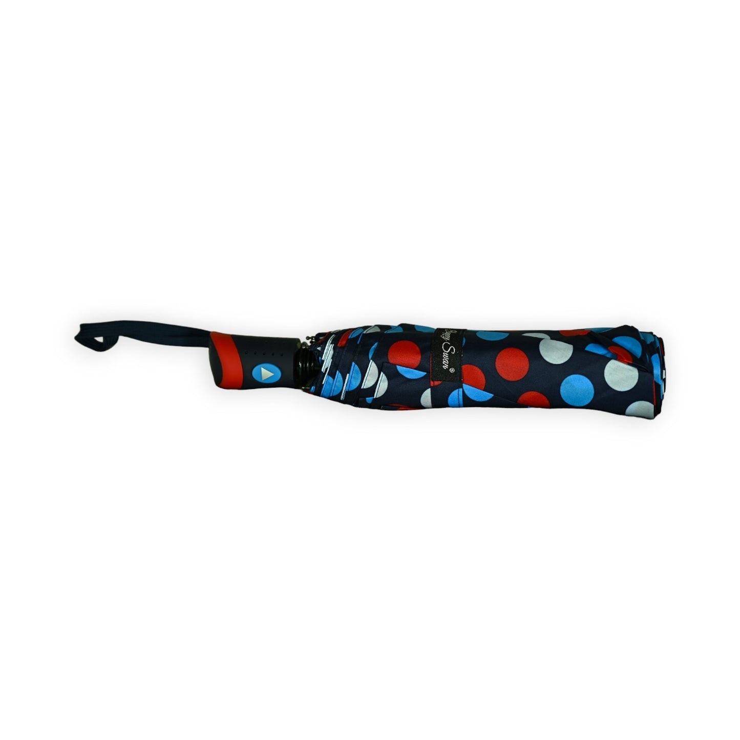Parapluie pliant semi automatique rouge et bleu