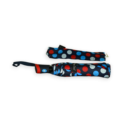 Parapluie pliant semi automatique rouge et bleu