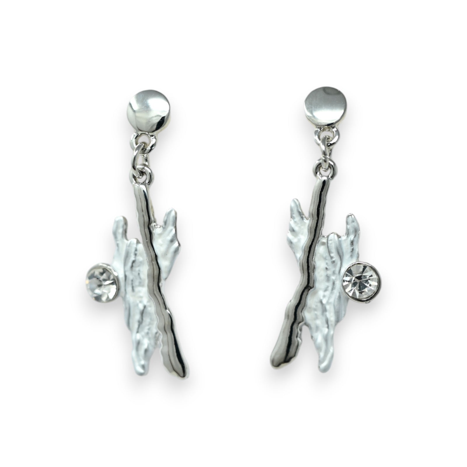 Parure collier argenté design blanc