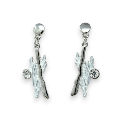 Parure collier argenté design blanc