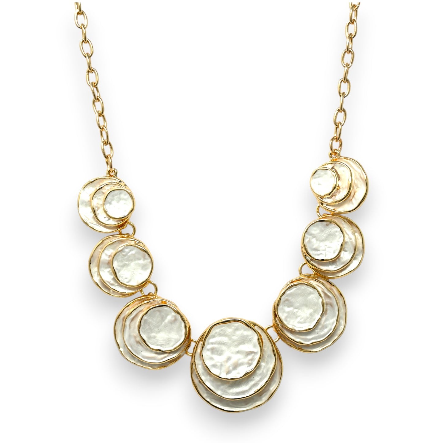 Parure collier rond relief blanc nacré
