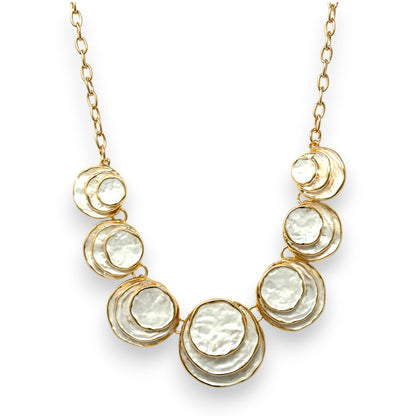 Parure collier rond relief blanc nacré
