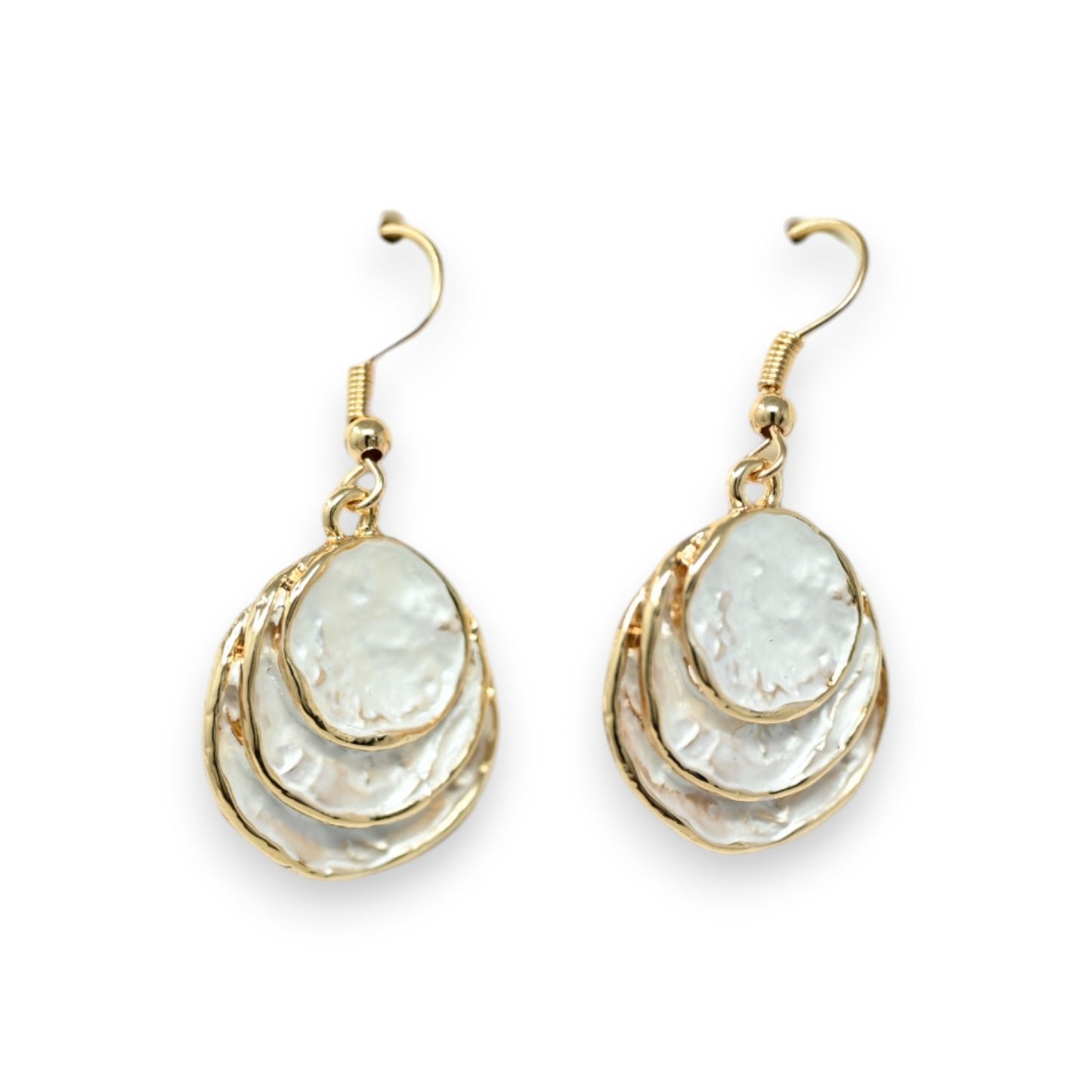 Parure collier rond relief blanc nacré