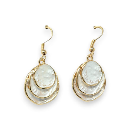 Parure collier rond relief blanc nacré