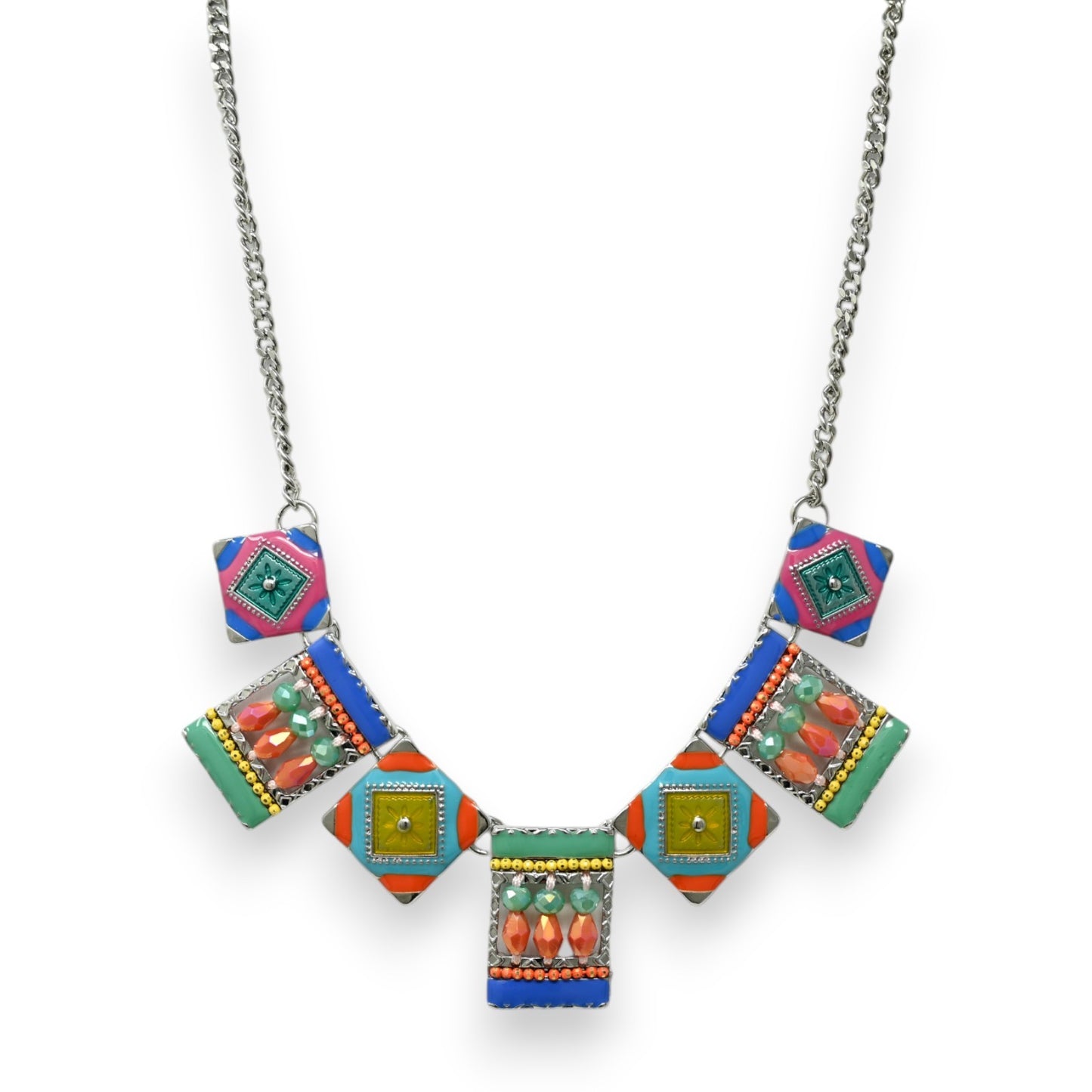 Parure fantaisie carré patchwork multicolore