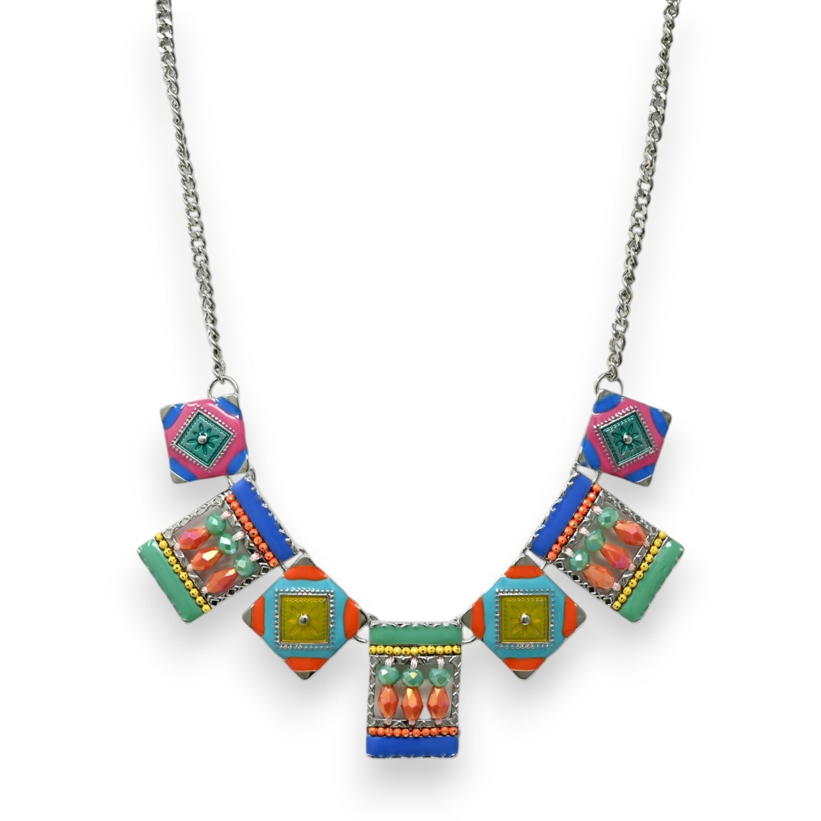 Parure fantaisie carré patchwork multicolore
