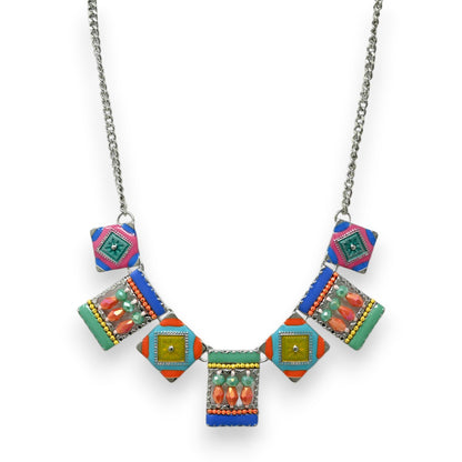 Parure fantaisie carré patchwork multicolore