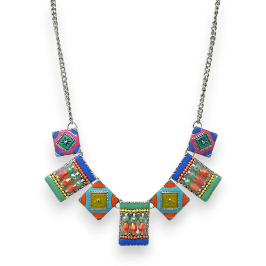 Parure fantaisie carré patchwork multicolore
