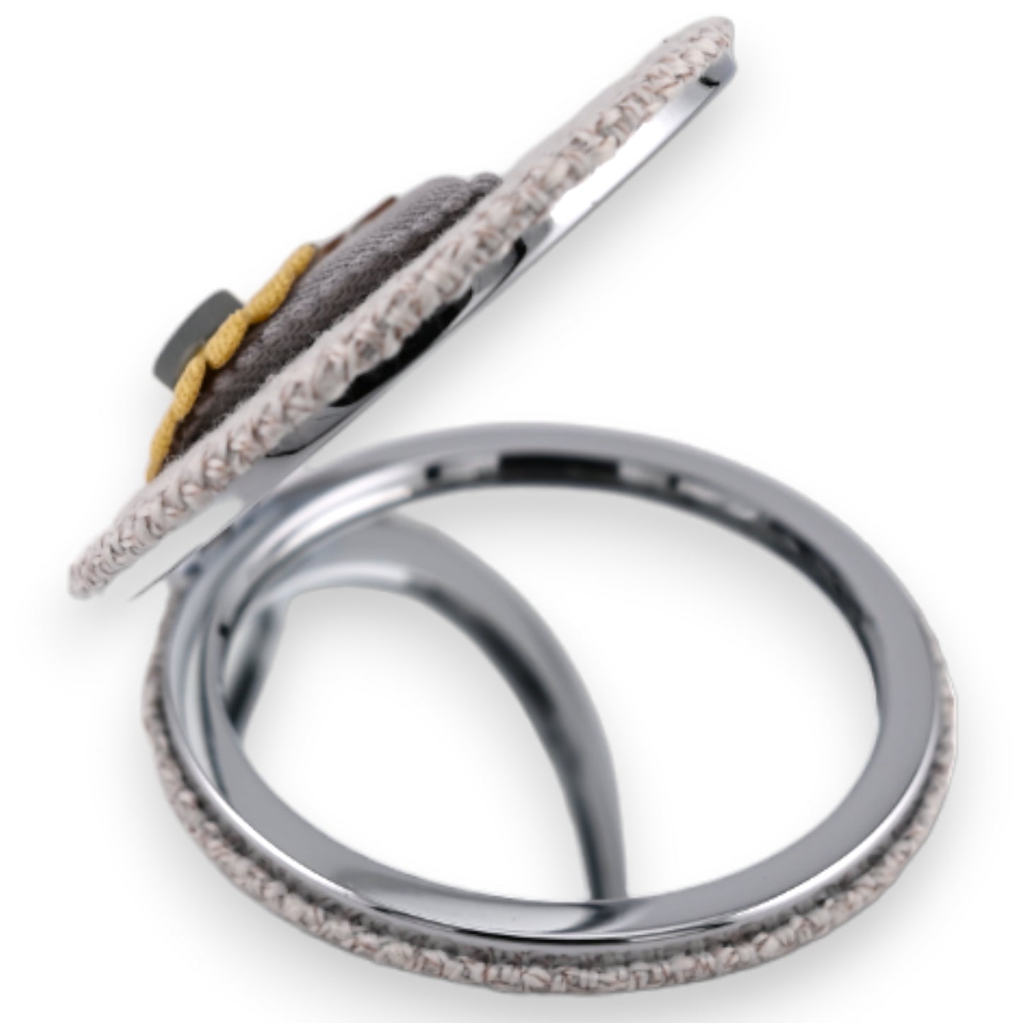 Petit miroir de poche cœur fleur 3D gris