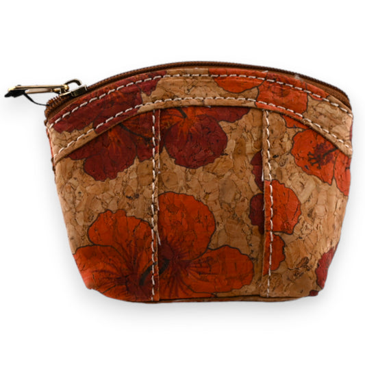 Petit porte monnaie liège coquelicot rouge
