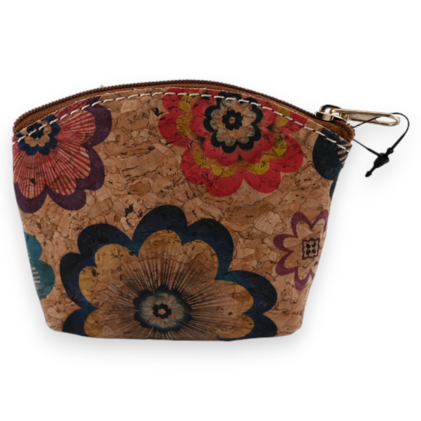 Petit porte monnaie liège fleurs hippie multicolores