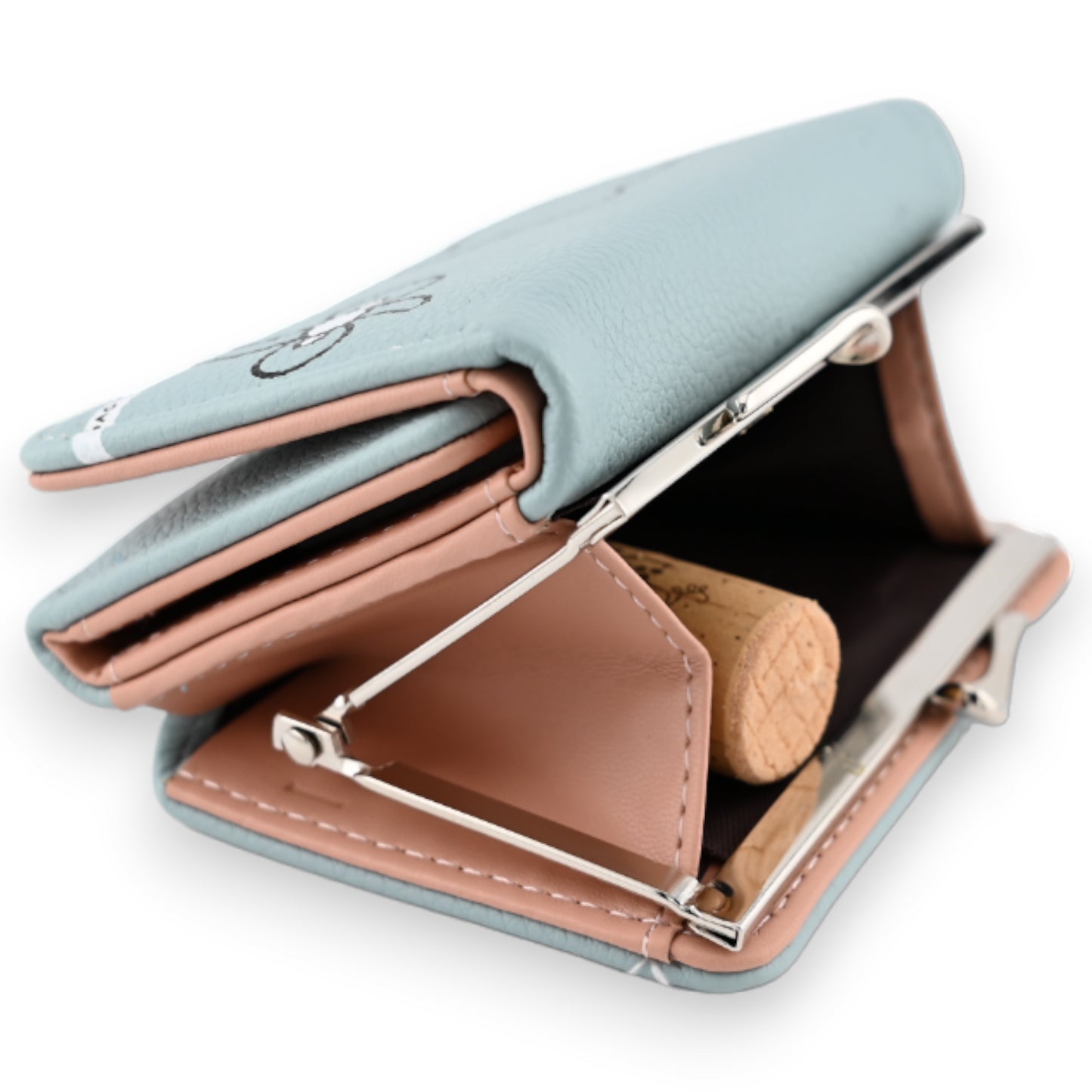 Petit portefeuille compact chat bleu ciel