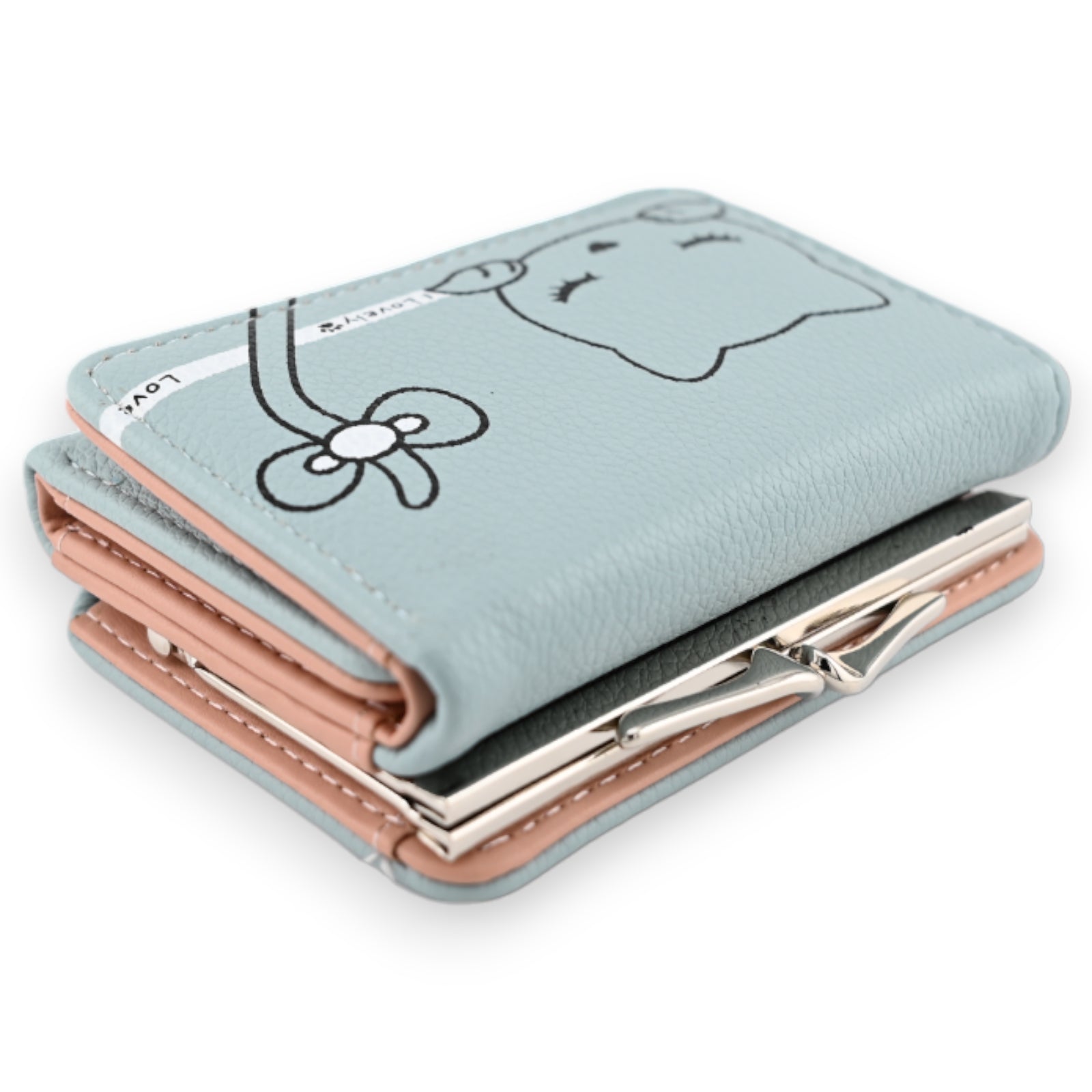 Petit portefeuille compact chat bleu ciel