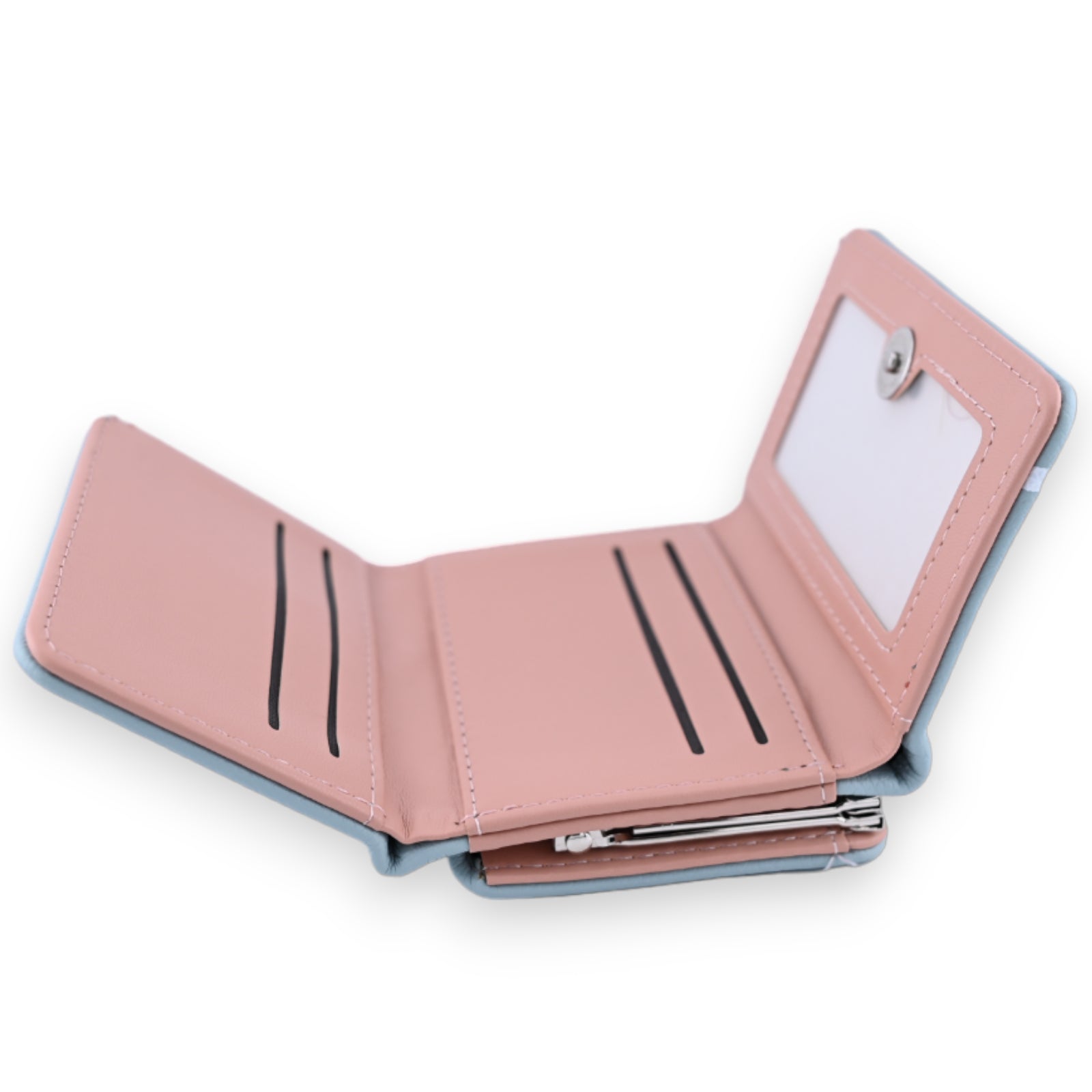 Petit portefeuille compact chat bleu ciel