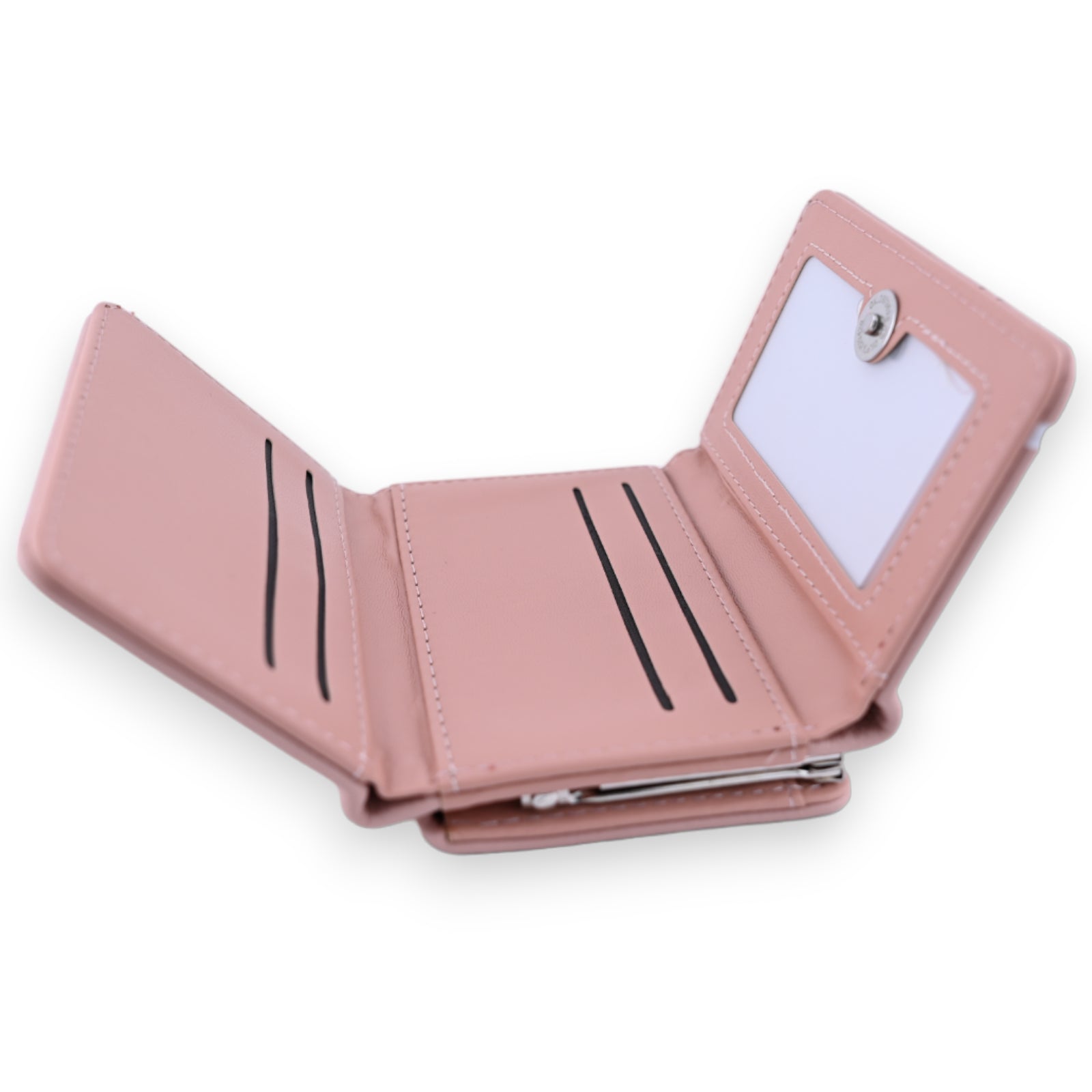 Petit portefeuille compact vieux rose