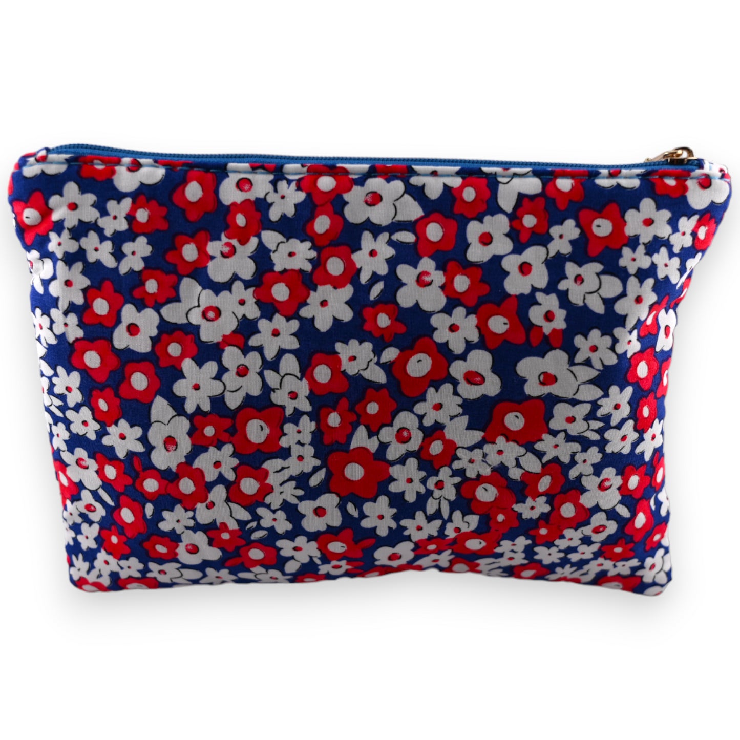 Pochette tissu coton fleurs rouge et blanc