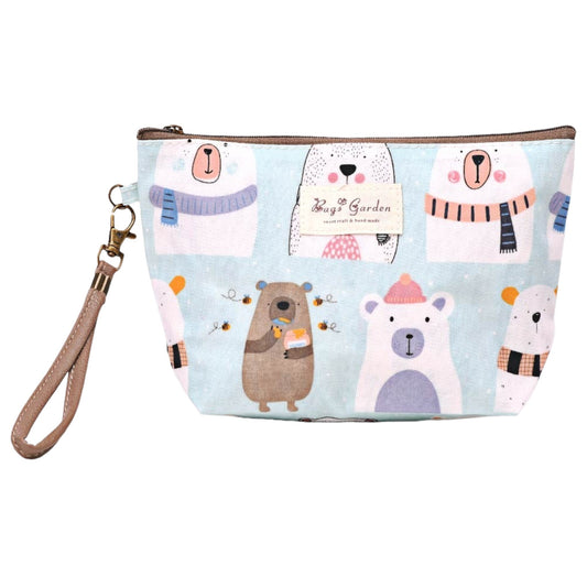 Pochette trousse maquillage ours bleu