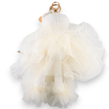 Porte-clés chat blanc shabby tulle et dentelle