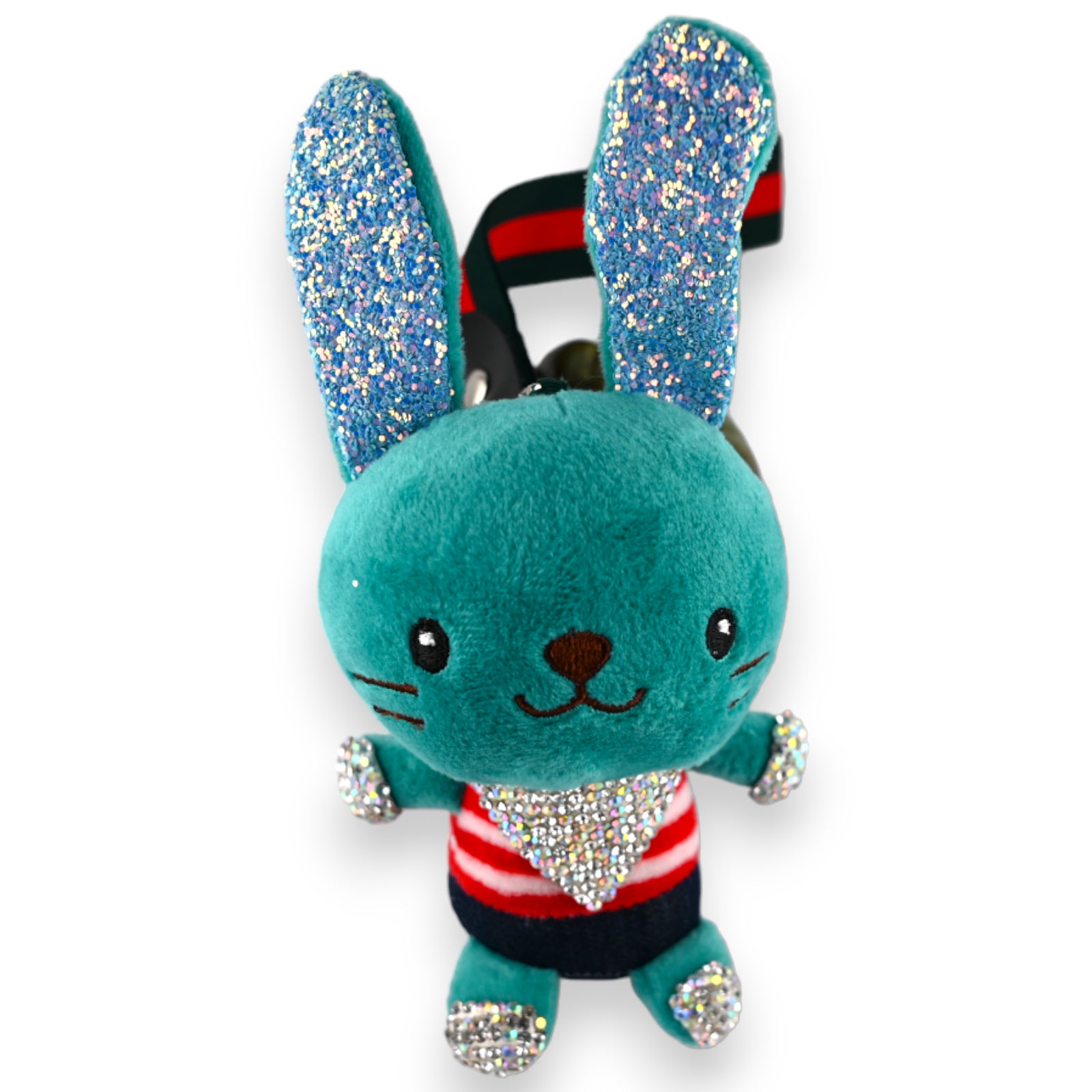 Porte clés doudou  vert canard strass