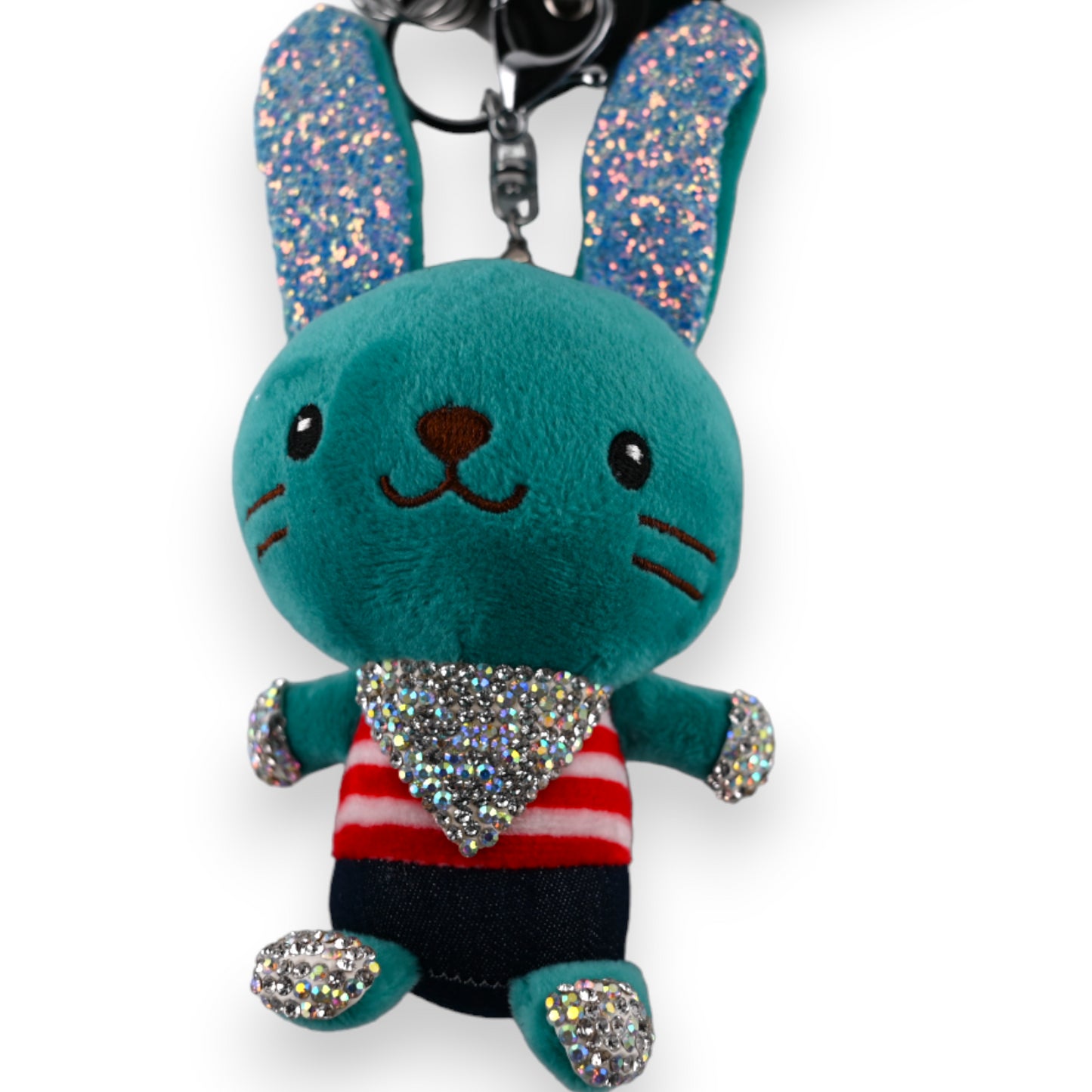 Porte clés doudou  vert canard strass