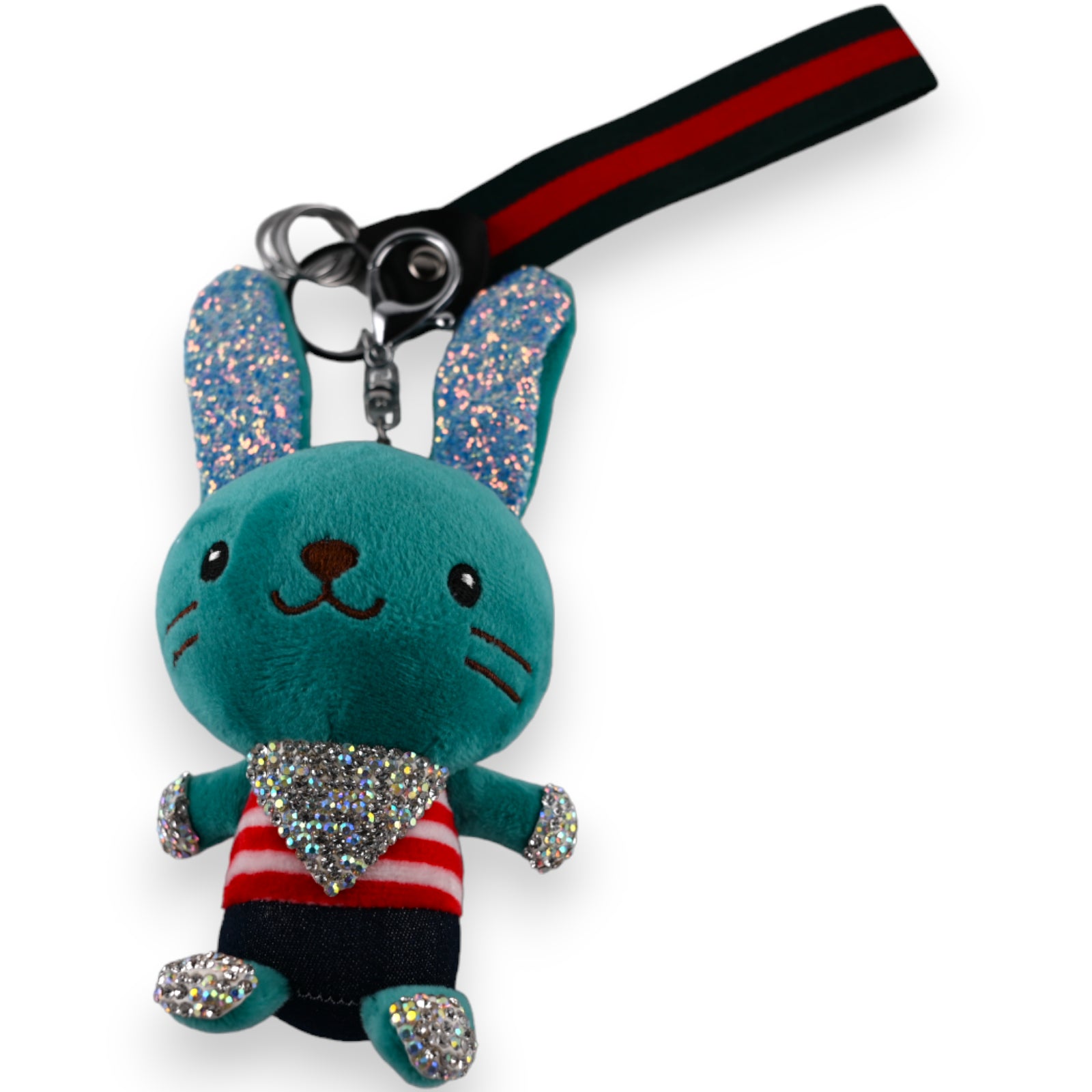 Porte clés doudou  vert canard strass