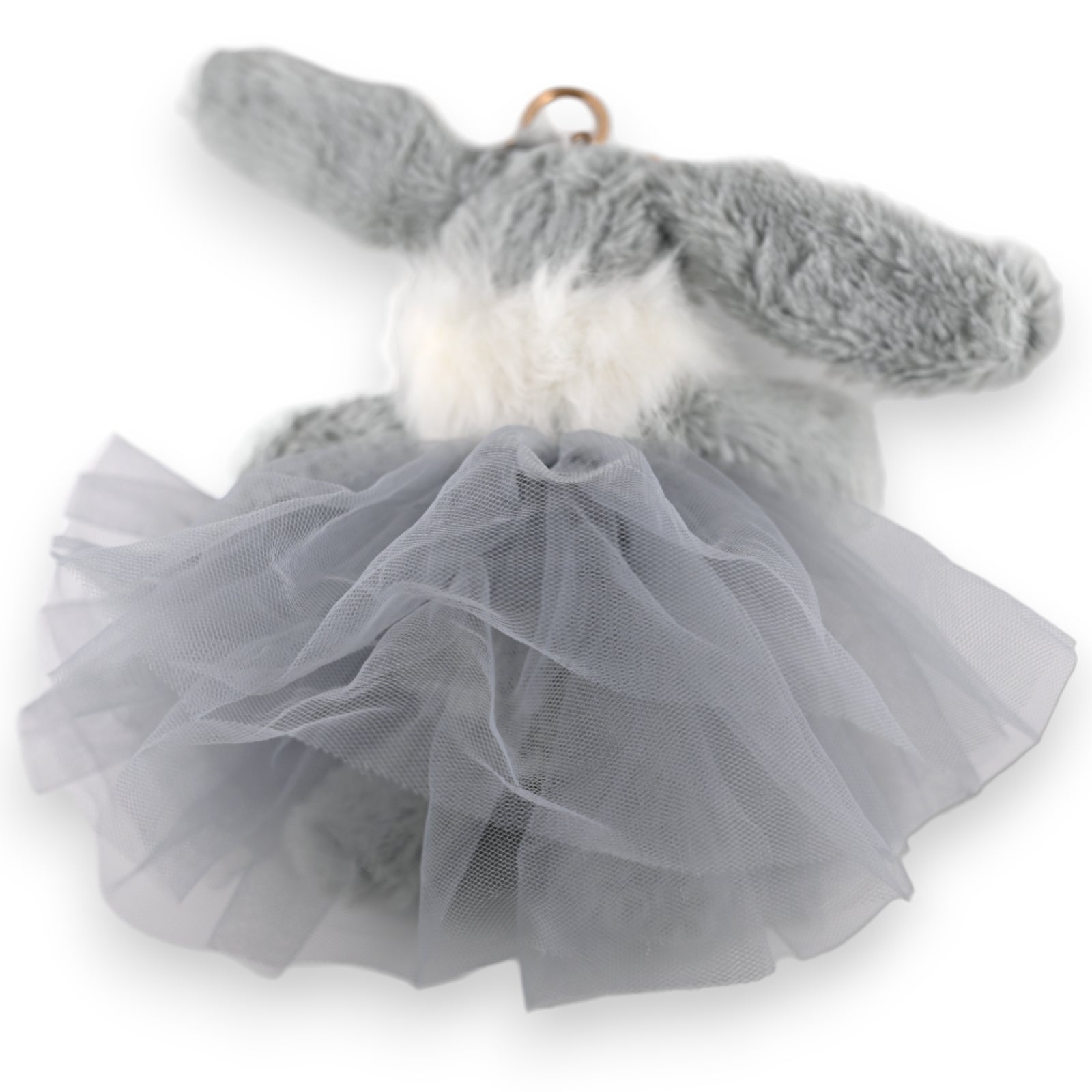 Porte-clés lapin shabby tulle gris