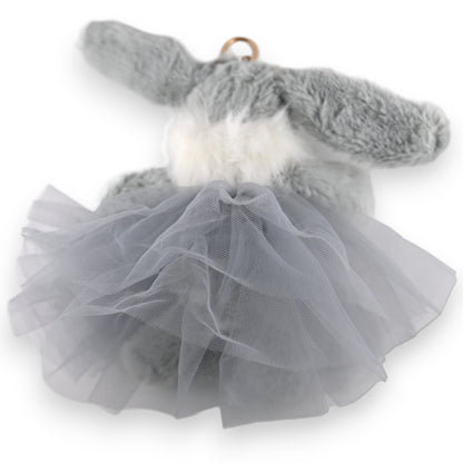 Porte-clés lapin shabby tulle gris