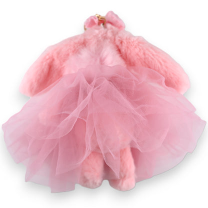 Porte-clés lapin shabby tulle rose