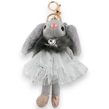 Porte-clés petit lapin gris tutu gris étoile