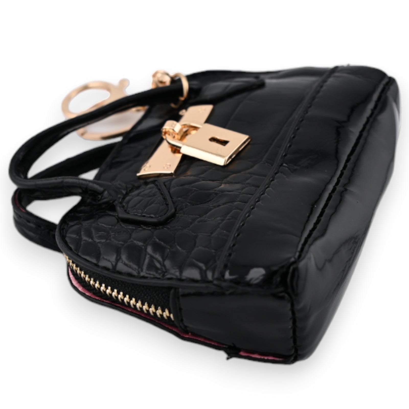 Porte clés porte monnaie noir croco