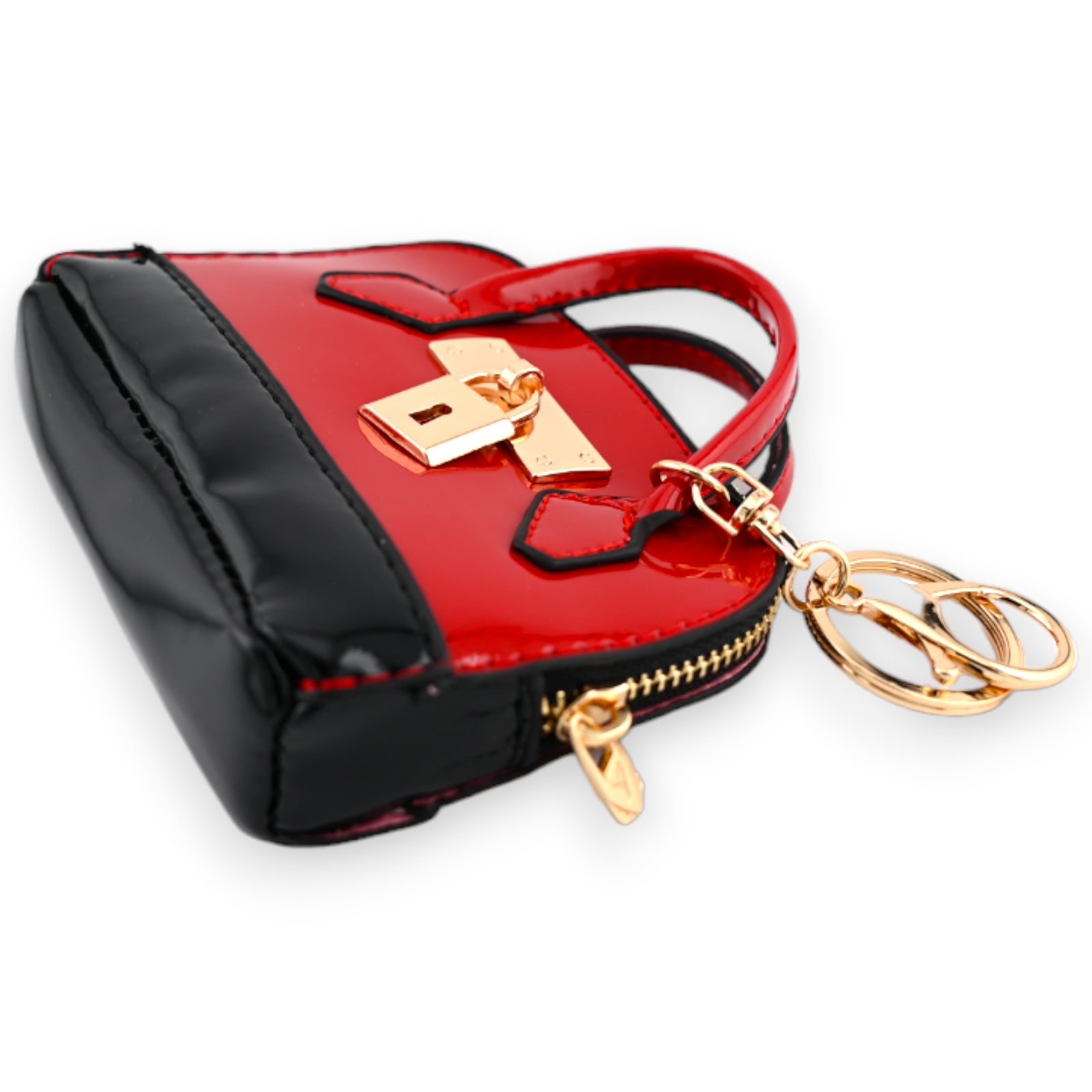 Porte clés porte monnaie rouge vernis