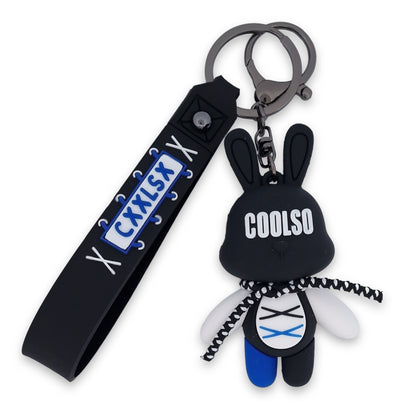 Porte-clés lapin COOLSO noir avec lanière silicone
