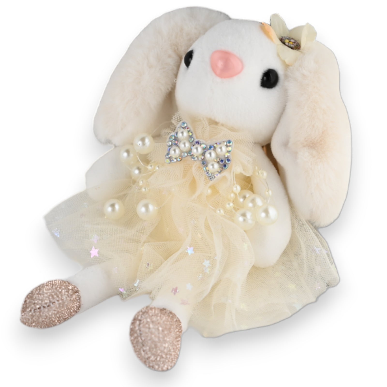 Porte-clés petit lapin blanc tutu blanc étoile